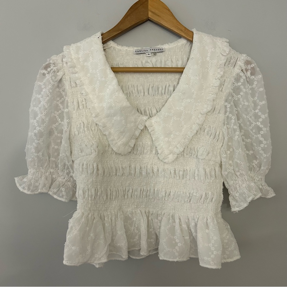 English Factory White Peter Pan Collar Lace‎ Blouse